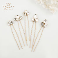 5 pics/ lot European Rose Gold Hairpins Women Crystal Brides Hairpins Wedding Hair Accessories