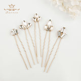 5 pics/ lot European Rose Gold Hairpins Women Crystal Brides Hairpins Wedding Hair Accessories