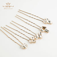 5 pics/ lot European Rose Gold Hairpins Women Crystal Brides Hairpins Wedding Hair Accessories