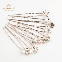 5 pics/ lot European Rose Gold Hairpins Women Crystal Brides Hairpins Wedding Hair Accessories