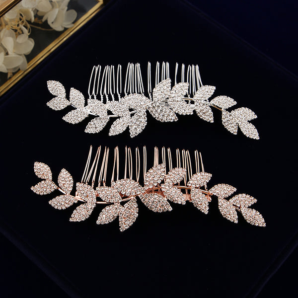 Simple Rose Gold/Silver Bridal Hair Combs Crystal Brides Sticks Wedding Hair Accessory HC0025