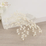 Full Handmade Brides Pearls Hair Combs Silver Hair Sticks Wedding Hair Accessory