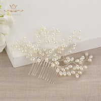 Full Handmade Brides Pearls Hair Combs Silver Hair Sticks Wedding Hair Accessory