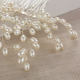 Full Handmade Brides Pearls Hair Combs Silver Hair Sticks Wedding Hair Accessory