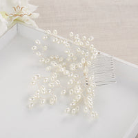 Full Handmade Brides Pearls Hair Combs Silver Hair Sticks Wedding Hair Accessory