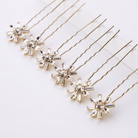 6 pics/ lot Luxury Gold Woman Hair Clips for Brides Crystal Bridals Hair pins Wedding Hair Accessory