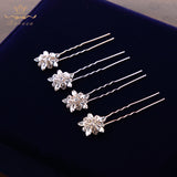 4 pics/ lot Women Sparkling Crystal  Gold Hair Sticks European Pearls Hairbands Hairpins