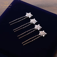 4 pics/ lot Women Sparkling Crystal  Gold Hair Sticks European Pearls Hairbands Hairpins