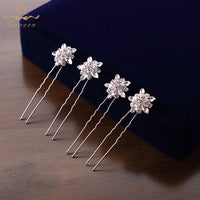 4 pics/ lot Women Sparkling Crystal  Gold Hair Sticks European Pearls Hairbands Hairpins