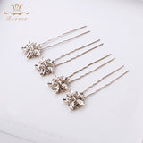 4 pics/ lot Women Sparkling Crystal  Gold Hair Sticks European Pearls Hairbands Hairpins