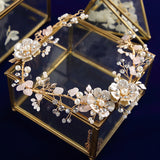 Gold Flower adjustable Brides Hairbands Crystal Headbands Wedding Hair Accessory hc0141