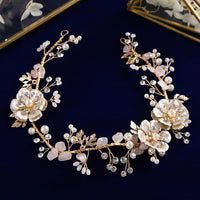 Gold Flower adjustable Brides Hairbands Crystal Headbands Wedding Hair Accessory hc0141