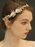 Gold Flower adjustable Brides Hairbands Crystal Headbands Wedding Hair Accessory hc0141