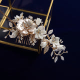 Gold Flower Bridal Crystal Hair Comb Headpiece Hair Sticks Wedding Hair Accessories