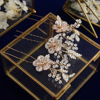 Gorgeous Bridal Hair Barrette Leaves Hairbands Rhinestone Hair Sticks Wedding Hair Accessories D2316