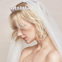 Bridal Pearls & Zircon Crystal Hairbands Silver Tiara Crown