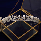 Bridal Pearls & Zircon Crystal Hairbands Silver Tiara Crown