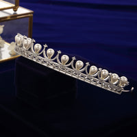 Bridal Pearls & Zircon Crystal Hairbands Silver Tiara Crown