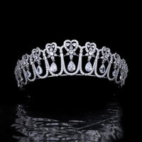 Fantanstic CZ Zircon Crystal Silver Wedding Crowns Tiaras Headpieces