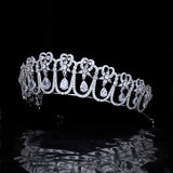 Fantanstic CZ Zircon Crystal Silver Wedding Crowns Tiaras Headpieces