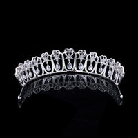 Fantanstic CZ Zircon Crystal Silver Wedding Crowns Tiaras Headpieces