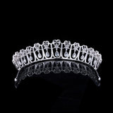 Fantanstic CZ Zircon Crystal Silver Wedding Crowns Tiaras Headpieces