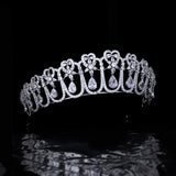 Fantanstic CZ Zircon Crystal Silver Wedding Crowns Tiaras Headpieces