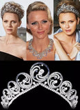 Gorgeous CZ Zircon Crystal Silver Wedding Crowns Tiaras Headpieces