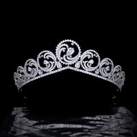 Gorgeous CZ Zircon Crystal Silver Wedding Crowns Tiaras Headpieces