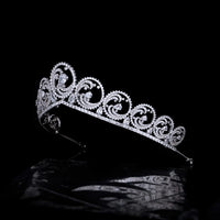 Gorgeous CZ Zircon Crystal Silver Wedding Crowns Tiaras Headpieces