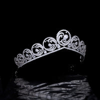 Gorgeous CZ Zircon Crystal Silver Wedding Crowns Tiaras Headpieces