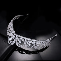 Gorgeous CZ Zircon Crystal Silver Wedding Crowns Tiaras Headpieces