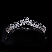 Gorgeous CZ Zircon Crystal Silver Wedding Crowns Tiaras Headpieces