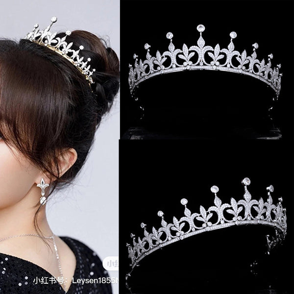 CZ Zircon Brides Crowns Tiaras Silver Princess Crystal Bridal Hairbands