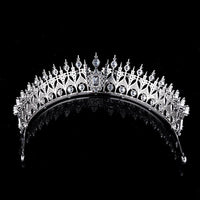 Blue Cubic Zircon Oversize Princess Wedding Tiaras Crowns Crystal Brides Headpieces Evening Hair Jewelry HT20369b