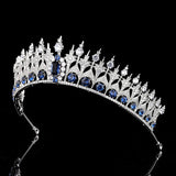 Blue Cubic Zircon Oversize Princess Wedding Tiaras Crowns Crystal Brides Headpieces Evening Hair Jewelry HT20369b