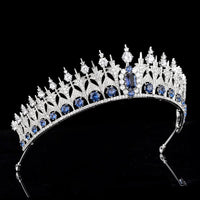 Blue Cubic Zircon Oversize Princess Wedding Tiaras Crowns Crystal Brides Headpieces Evening Hair Jewelry HT20369b