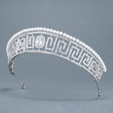 Pearls & Cubic Zircon Princess Wedding Tiaras Crowns Crystal Brides Headpieces Evening Hair Jewelry HT020371