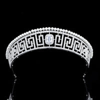 Pearls & Cubic Zircon Princess Wedding Tiaras Crowns Crystal Brides Headpieces Evening Hair Jewelry HT020371