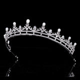 Simple Pearls Princess Wedding Tiaras Crowns Cubic Zircon Crystal Brides Headpieces Evening Hair Jewelry HT020372