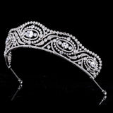 Vintage Gorgeous Bridal Cubic Zircon Crystal Silver Tiara Crown Wedding Headdress