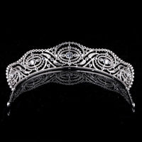 Vintage Gorgeous Bridal Cubic Zircon Crystal Silver Tiara Crown Wedding Headdress