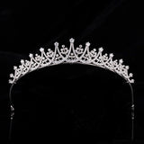 Simple Bridal Cubic Zircon Crystal Silver Tiara Crown Headpieces Wedding Headdress