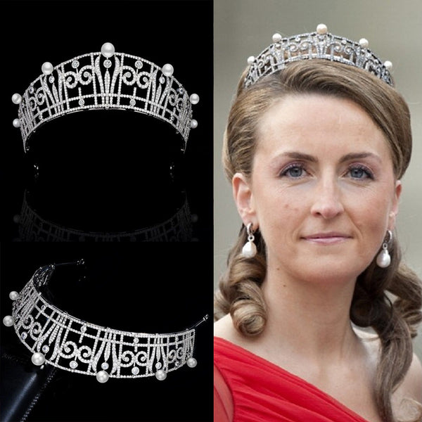 Royal Princess Pearls & Cubic Zircon Brides Tiaras Crowns Headpieces