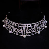 Royal Princess Pearls & Cubic Zircon Brides Tiaras Crowns Headpieces