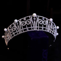 Royal Princess Pearls & Cubic Zircon Brides Tiaras Crowns Headpieces