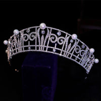 Royal Princess Pearls & Cubic Zircon Brides Tiaras Crowns Headpieces