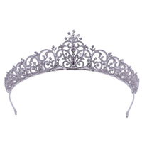 Sparkling Bridal Cubic Zircon Crystal Silver Tiara Crown Wedding Headdress