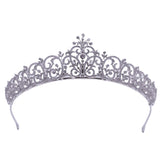 Sparkling Bridal Cubic Zircon Crystal Silver Tiara Crown Wedding Headdress