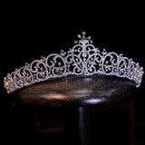 Sparkling Bridal Cubic Zircon Crystal Silver Tiara Crown Wedding Headdress